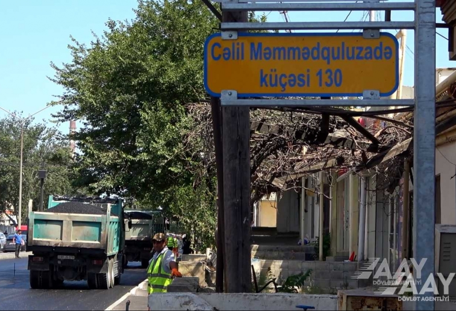 Cəlil Məmmədquluzadə küçəsində aparılan təmir işləri davam edir