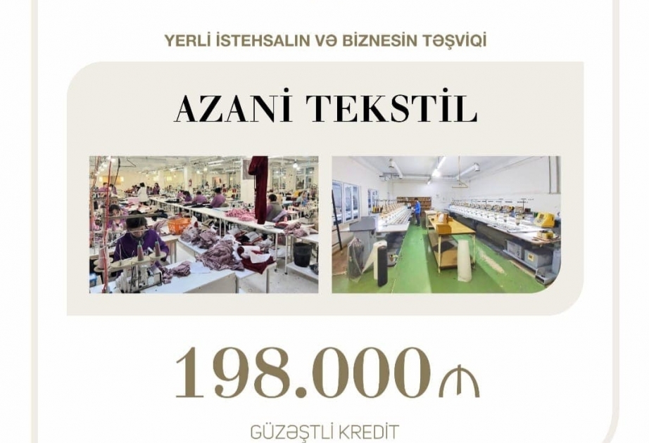 Entrepreneurship Development Fund grants concessional loan of 198,000 manats to "Azani Textile" LLC