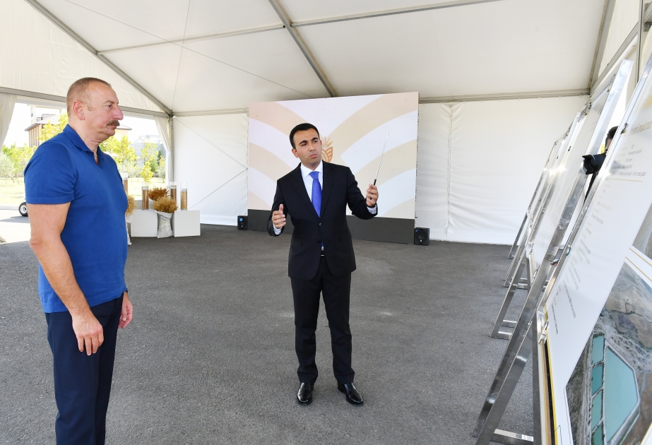 Präsident Ilham Aliyev lernt Aghsu Agropark kennen VIDEO