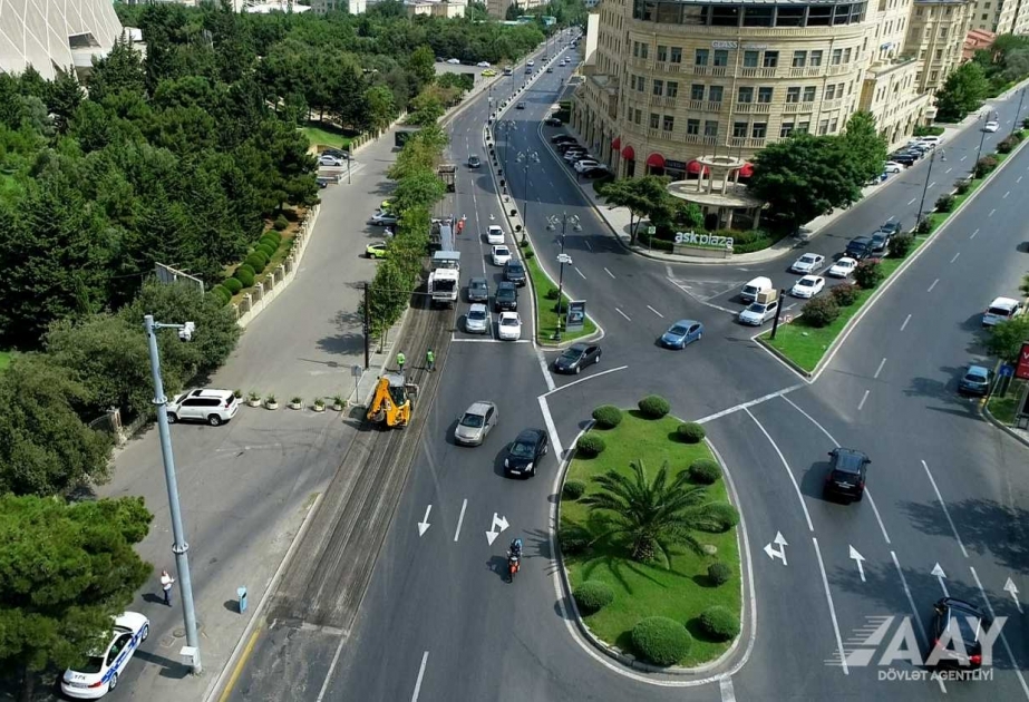 Tbilisi prospektində təmir işləri aparılır FOTO VİDEO