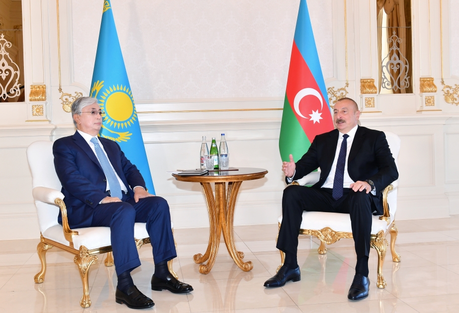 Azerbaijani, Kazakh presidents held one-on-one meeting VIDEO