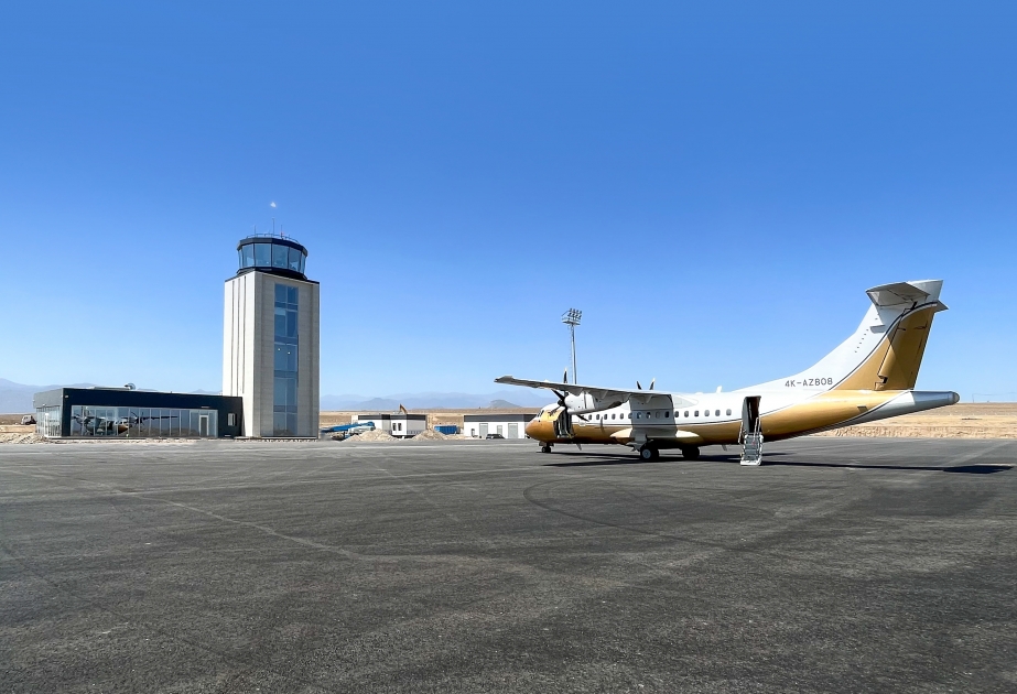 Flight check of radio equipment is being carried out at Zangilan International Airport