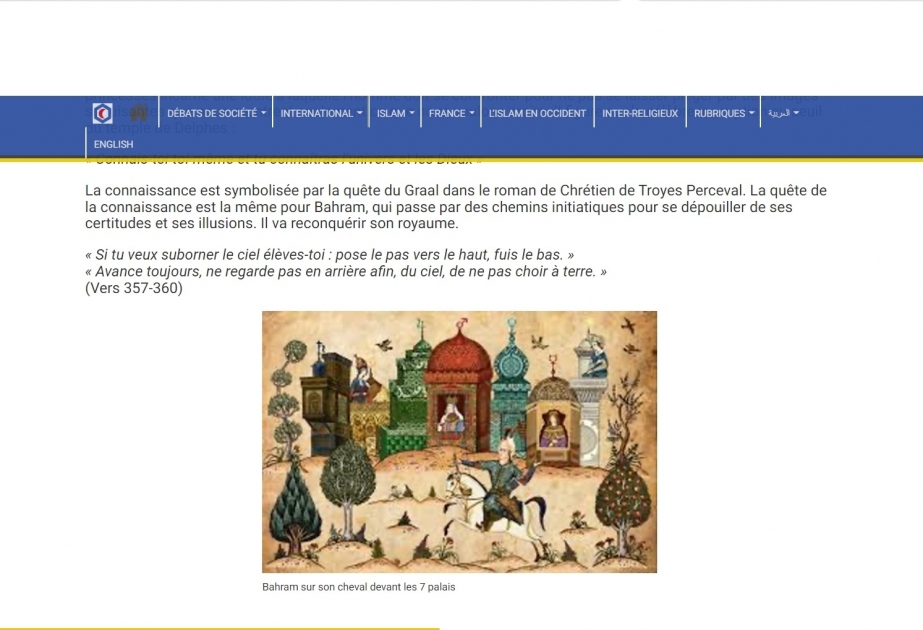 Le site « Musulmansenfrance » consacre un article au grand poète Nizami Gandjavi