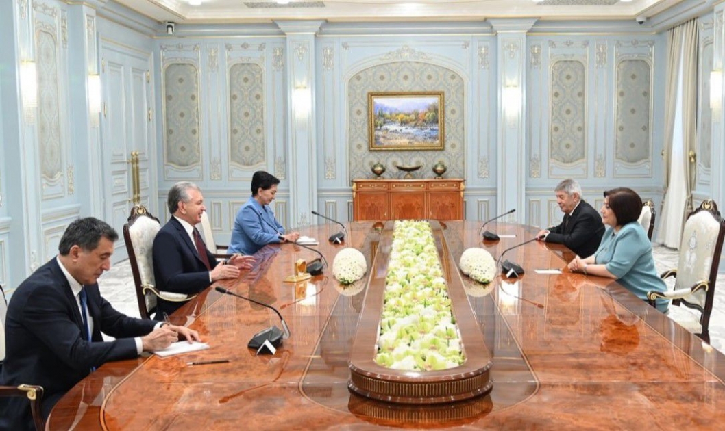 Speaker of Milli Majlis Sahiba Gafarova meets with President of Uzbekistan Shavkat Mirziyoyev