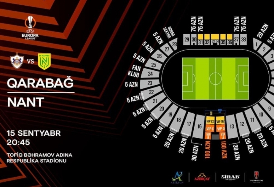 Завтра в продажу поступят билеты на матч «Карабах» - «Нант»