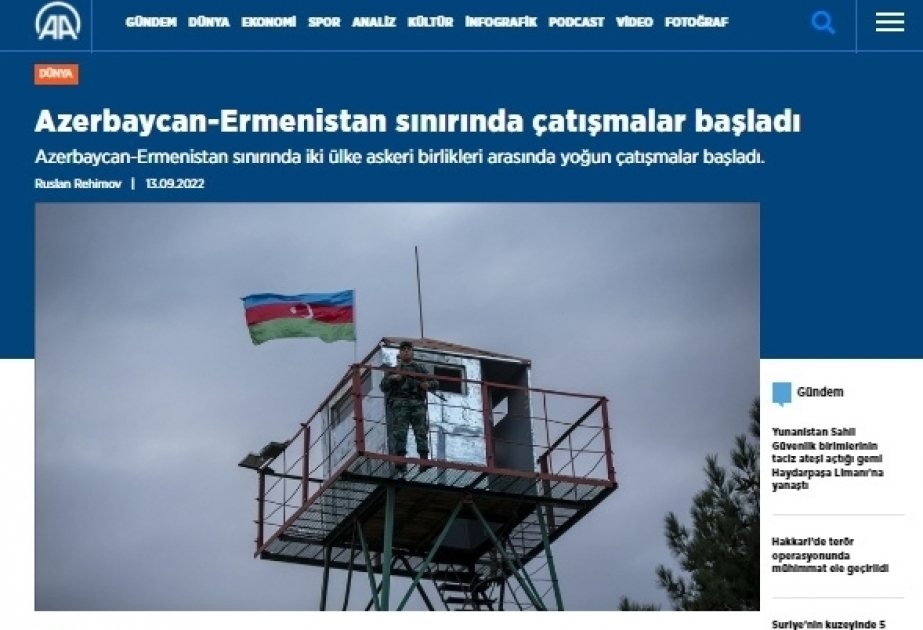 Türk medyası: Provokasyon ve kayıpların sorumluluğu tamamen Ermenistan’ın askeri ve siyasi liderliğine aittir