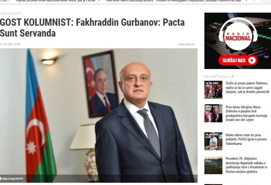 Xorvatiyanın “Nacional” jurnalında Laçın şəhəri ilə bağlı geniş məqalə dərc edilib