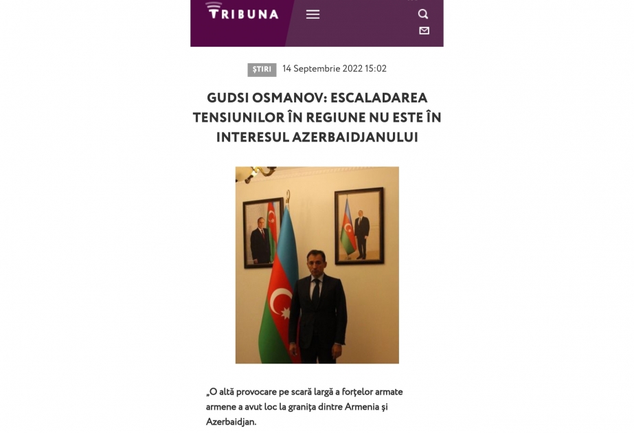 Səfir: Ermənistanla gərginliyin artması Azərbaycanın maraqlarına uyğun deyil