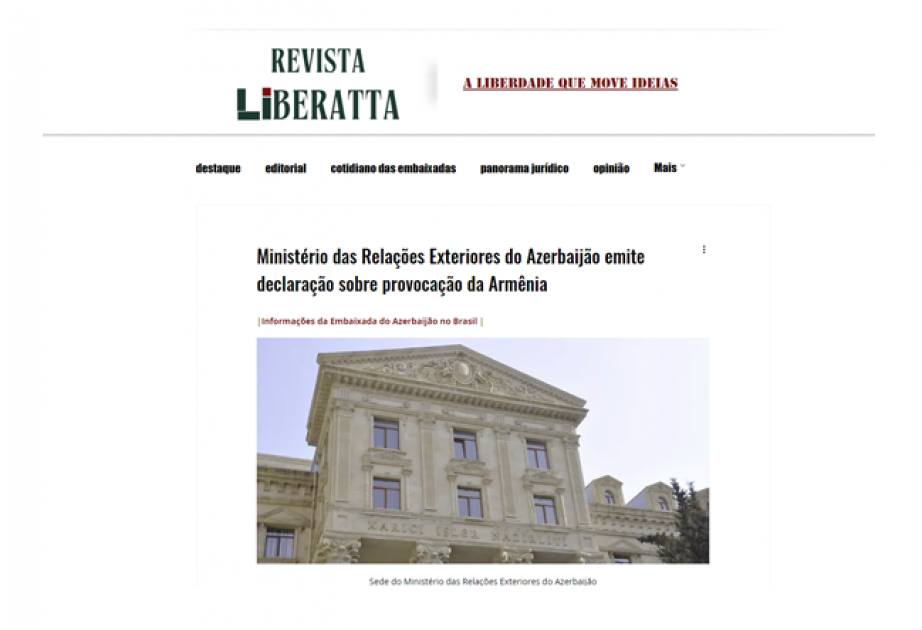 Ermənilərin irimiqyaslı təxribatlar törətməsi ilə bağlı Braziliya mediasında ətraflı məlumat verilib