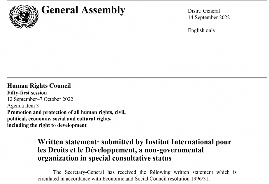 El sitio web de la ONU publica una declaración sobre el problema de las minas en Azerbaiyán