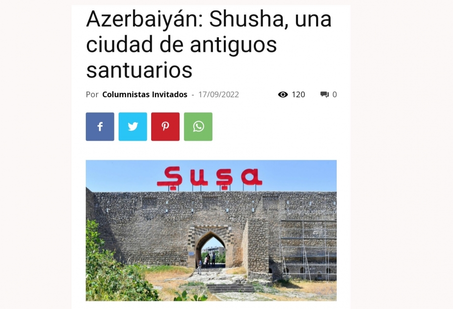 La prensa chilena INFOGATE publica un amplio artículo sobre Shusha