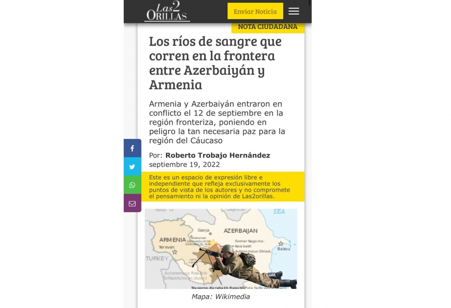 Kolumbiyalı jurnalist: Azərbaycan öz əhalisini təcavüzdən qoruyur, Ermənistan isə özünü qurban kimi göstərməklə dünya mediasını yanıldır