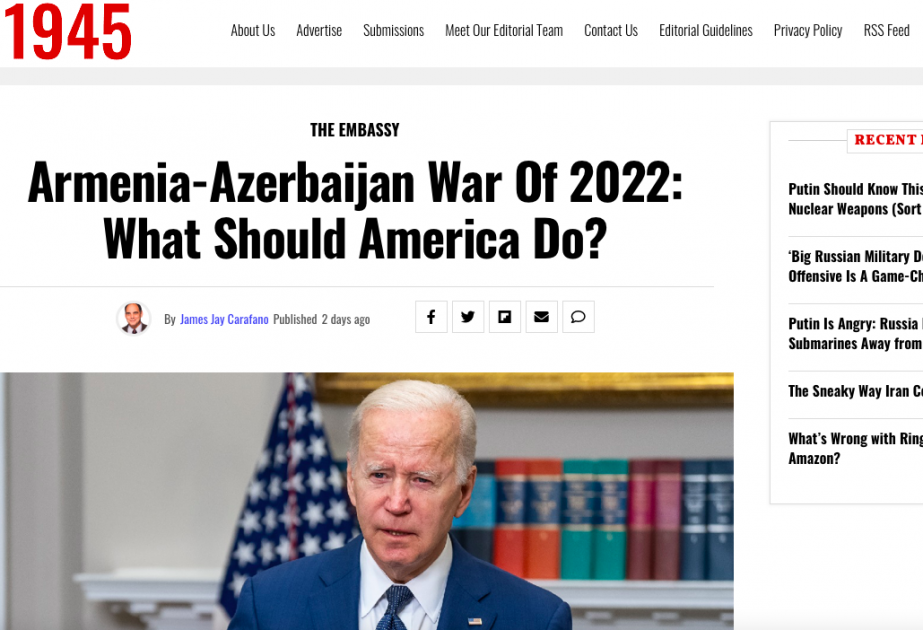 “19FortyFive” nəşri: “2022-ci il Ermənistan-Azərbaycan müharibəsi: Amerika hansı addımları atmalıdır?”