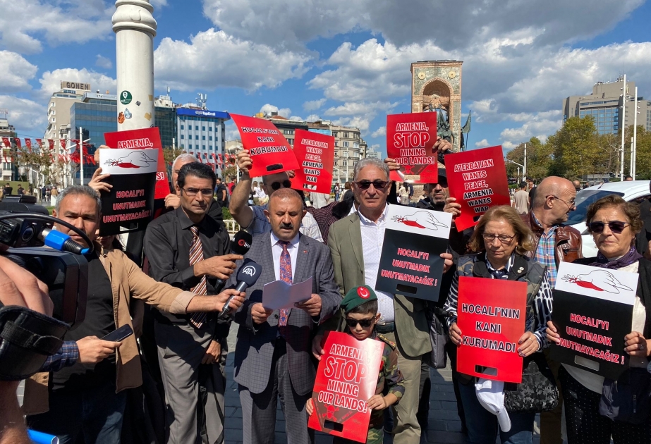 İstanbulda Azərbaycan Ordusuna dəstək və Ermənistan tərəfindən törədilən təxribatlara etiraz məqsədilə aksiya keçirilib VİDEO