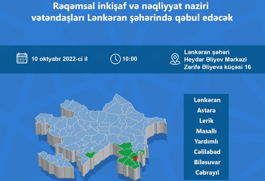 Nazir Rəşad Nəbiyev Lənkəranda vətəndaşlarla görüşəcək