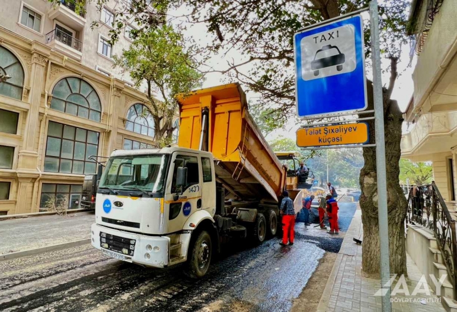 Paytaxtın Nərimanov rayonunda Tələt Şıxəliyev küçəsi təmir olunur