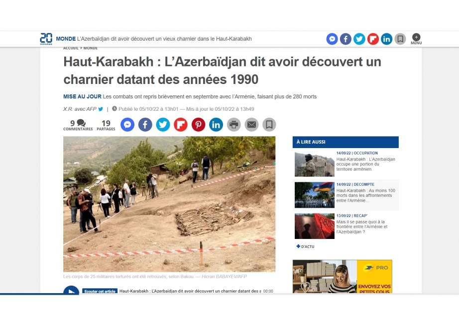 Fransa mətbuatı Edillidə aşkarlanmış kütləvi məzarlıqdan yazır