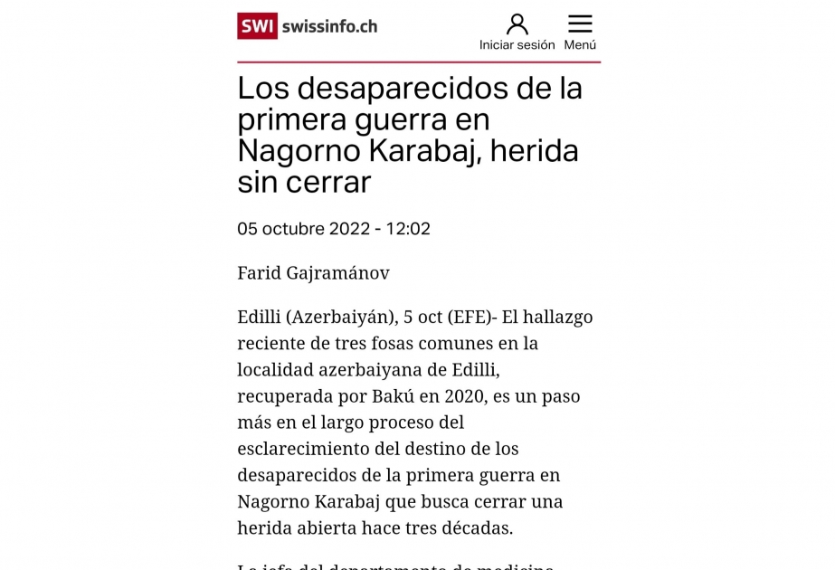 Prensa española sobre el destino de los azerbaiyanos desaparecidos durante la Primera Guerra de Karabaj