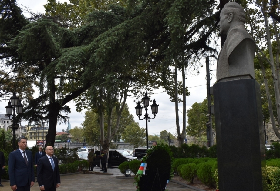 Azerbaijani energy minister visits monument to national leader Heydar Aliyev in Tbilisi