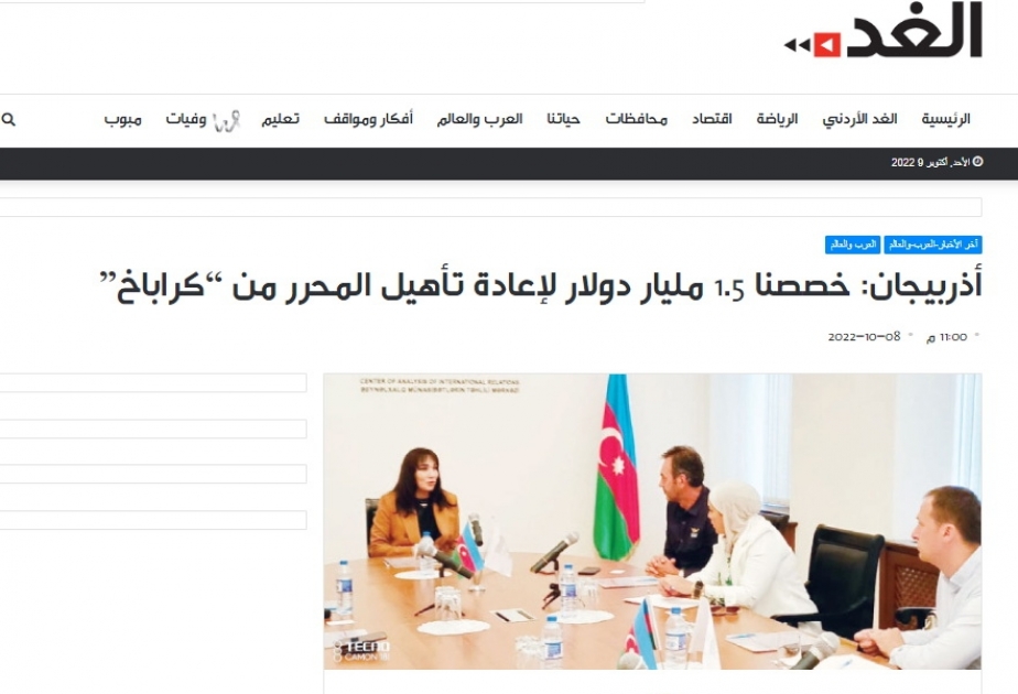 Ərəb jurnalist Qarabağda aparılan quruculuq işlərindən yazıb