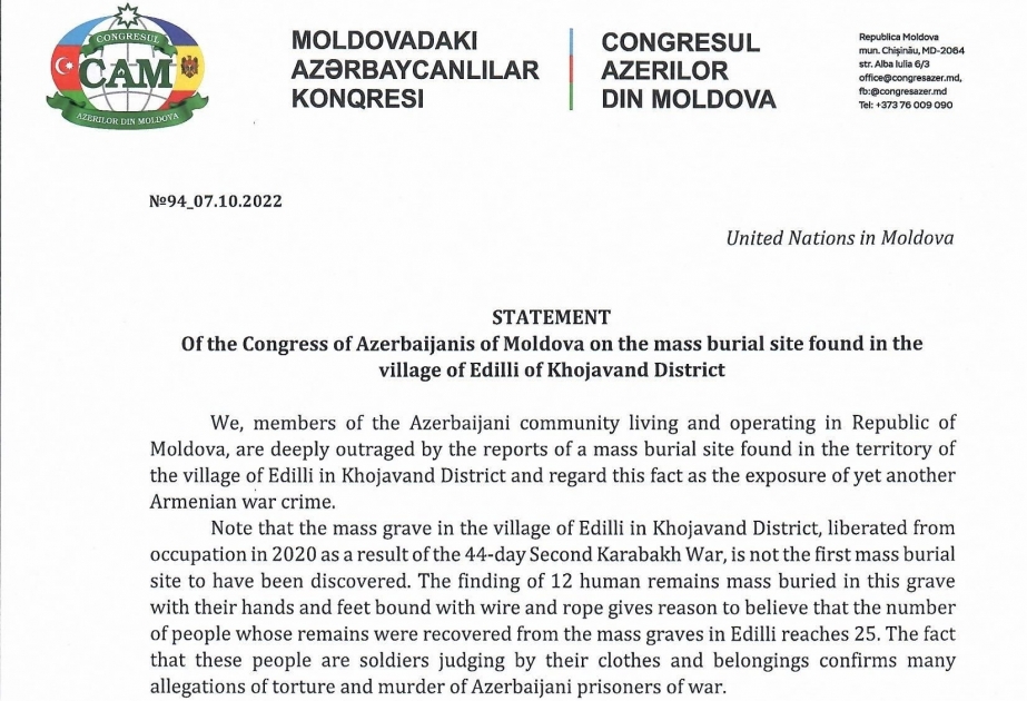Moldova rəsmilərinə Edilli cinayəti barədə məlumat verilib