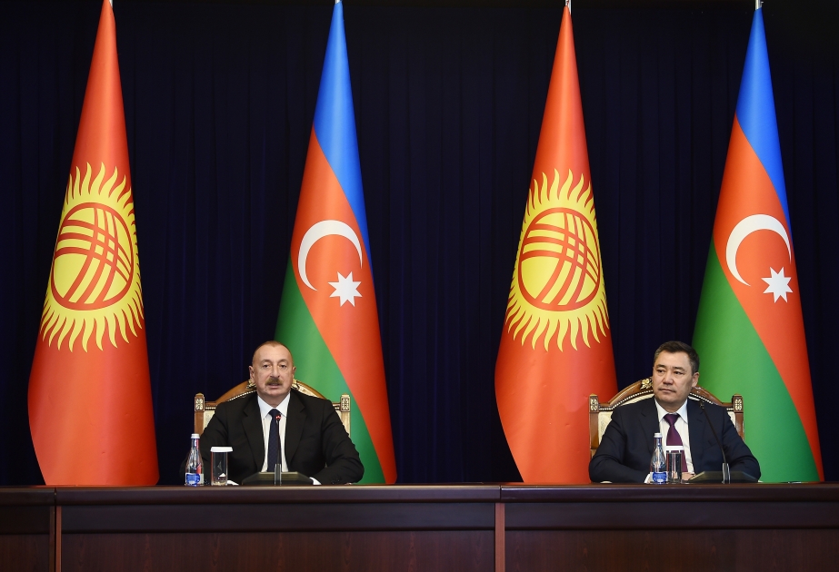 Azerbaijani, Kyrgyz presidents made press statements VIDEO