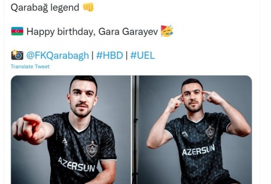 УЕФА поздравил карабахского игрока Гара Гараева с днем рождения