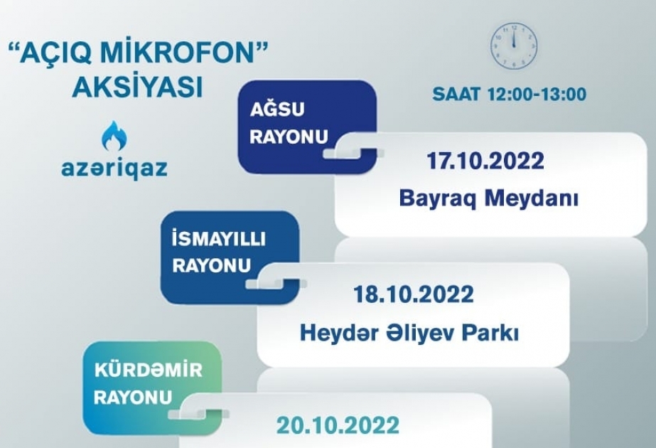 Növbəti həftə 4 rayonda sakinlərin qaz təchizatı ilə bağlı müraciətləri dinləniləcək