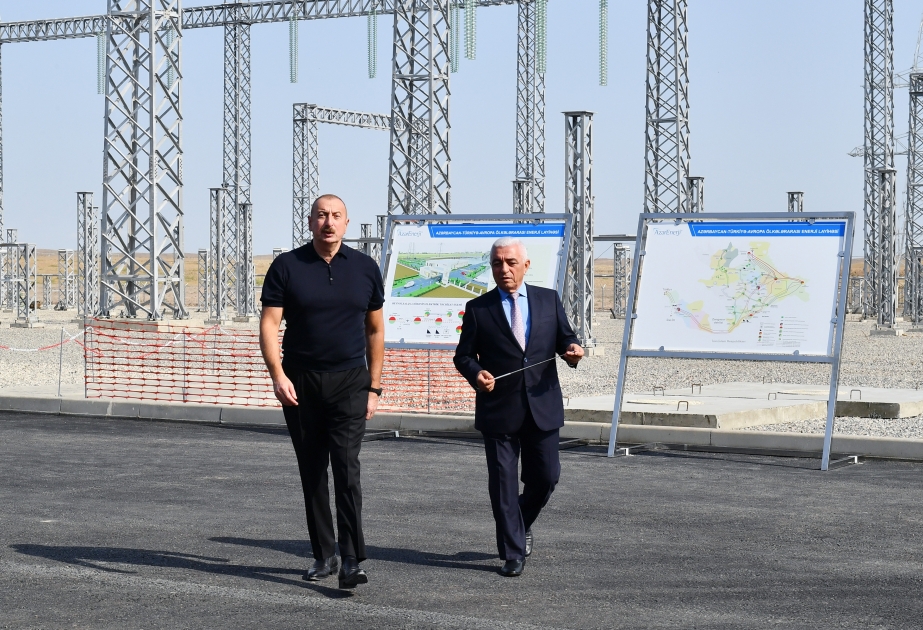 Präsident Ilham Aliyev inspiziert Bauarbeiten an Knoten-Umspannwerk im Rayon Jabrayil VIDEO
