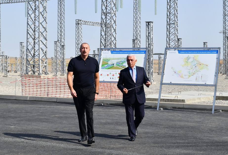 Ilham Aliyev inspecciona los avances en la construcción de la subestación de Jabrail