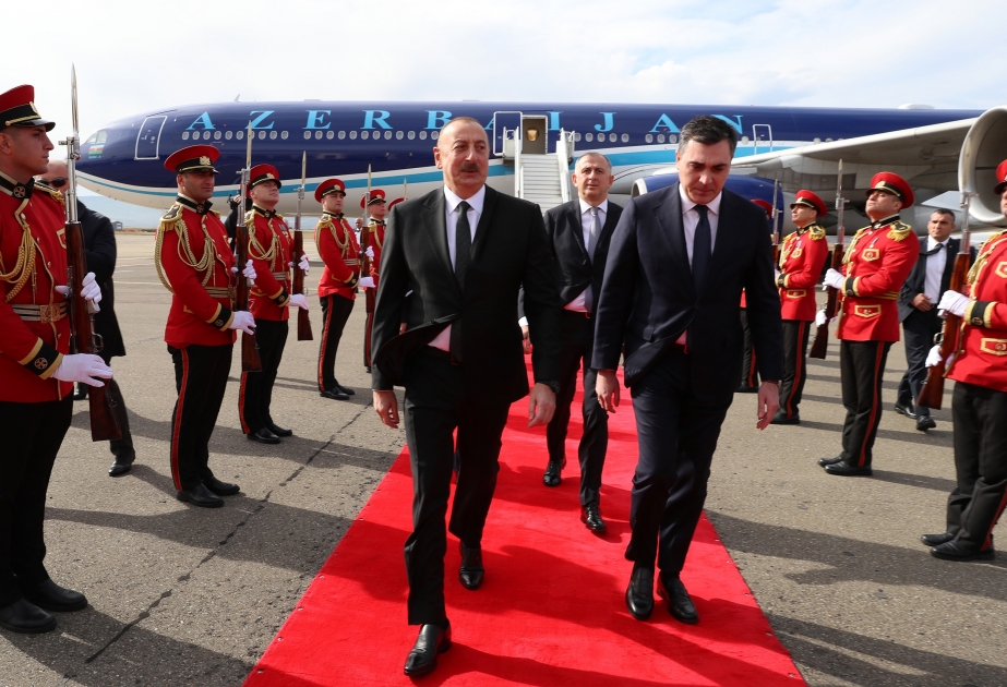 President Ilham Aliyev arrived in Georgia for working visit VIDEO