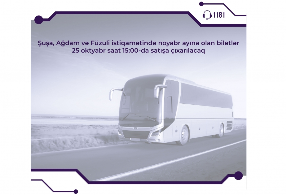 Tickets for bus trips to Shusha, Aghdam and Fuzuli for November to go on sale