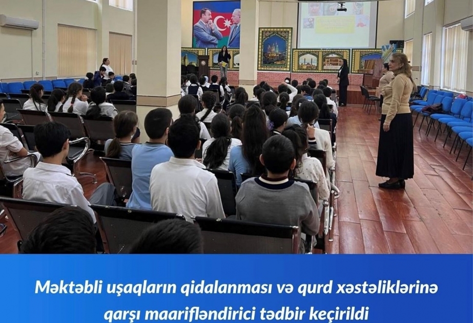 Məktəbli uşaqların qidalanması və qurd xəstəliklərinə qarşı maarifləndirici tədbir keçirilib