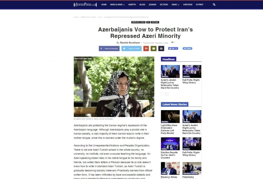 ABŞ mətbuatı İranda azərbaycanlıların hüquqlarının pozulmasından yazıb
