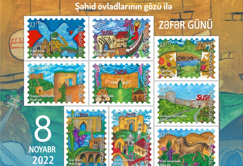 “Azərpoçt” “Zəfər Günü” adlı poçt blokunu dövriyyəyə buraxıb