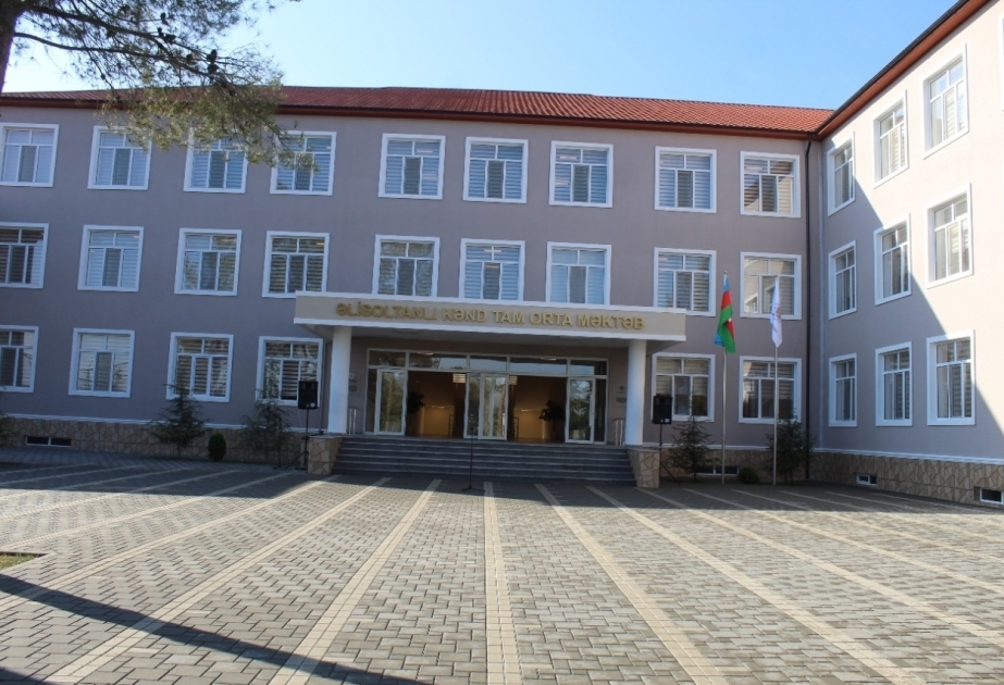 New building constructed by Heydar Aliyev Foundation for secondary school No 118 in Saatli