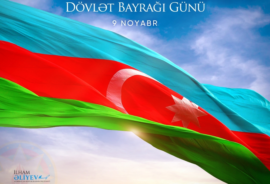 Президент Ильхам Алиев поделился публикацией по случаю Дня Государственного флага
