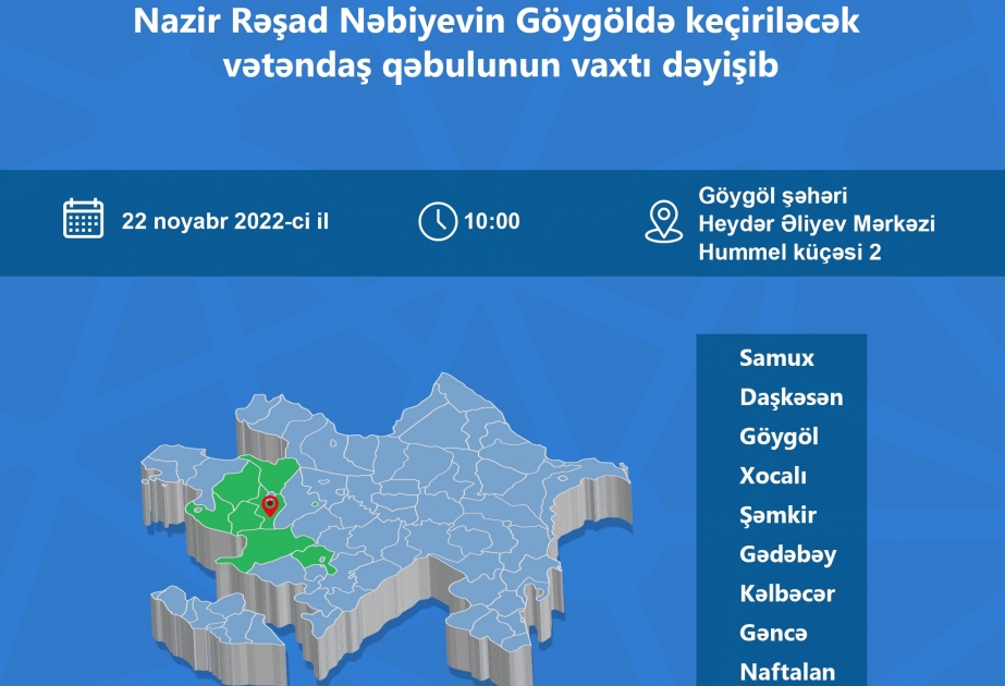 Nazir Rəşad Nəbiyevin Göygöldə vətəndaşlarla görüşünün vaxtı dəyişib