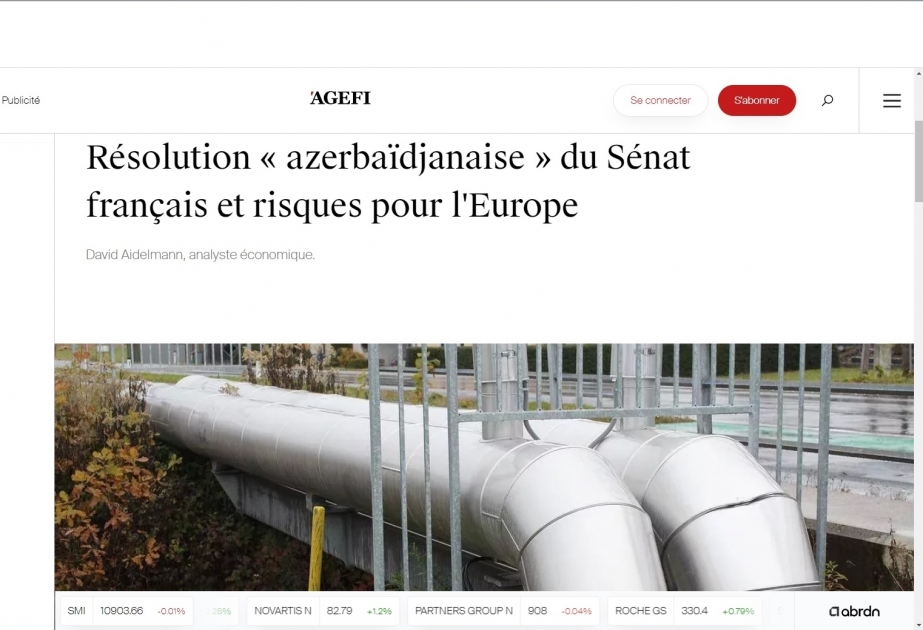 L’AGEFI : Résolution « azerbaïdjanaise » du Sénat français et risques pour l'Europe