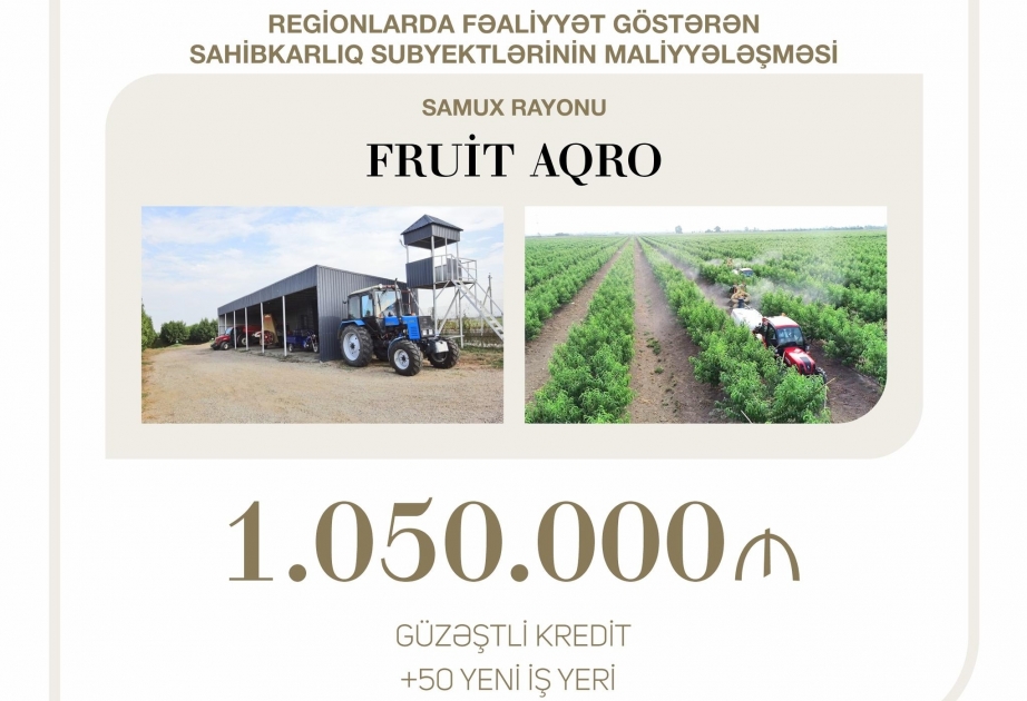 Entrepreneurship Development Fund allocates 1 mln. 50 thousand ₼ in concessional loan to Fruit Aqro LLC