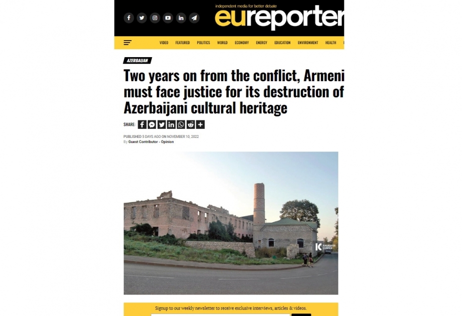 Two years on from the conflict, Armenia must face justice for its destruction of Azerbaijani cultural heritage- EU Reporter