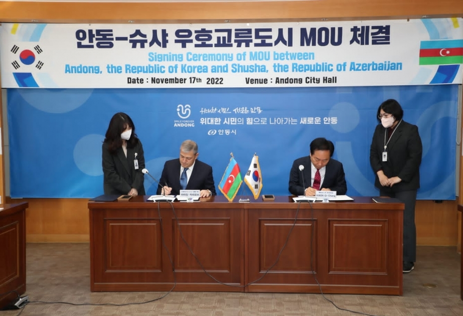 Şuşa və Andonq şəhərləri arasında “Dost şəhərlər” əlaqəsinin qurulması üzrə anlaşma memorandumu imzalanıb