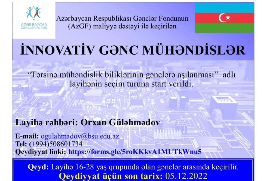 BDU əməkdaşının Gənclər Fondunun qrant müsabiqəsində qalib olan layihənin seçim turu başlayıb