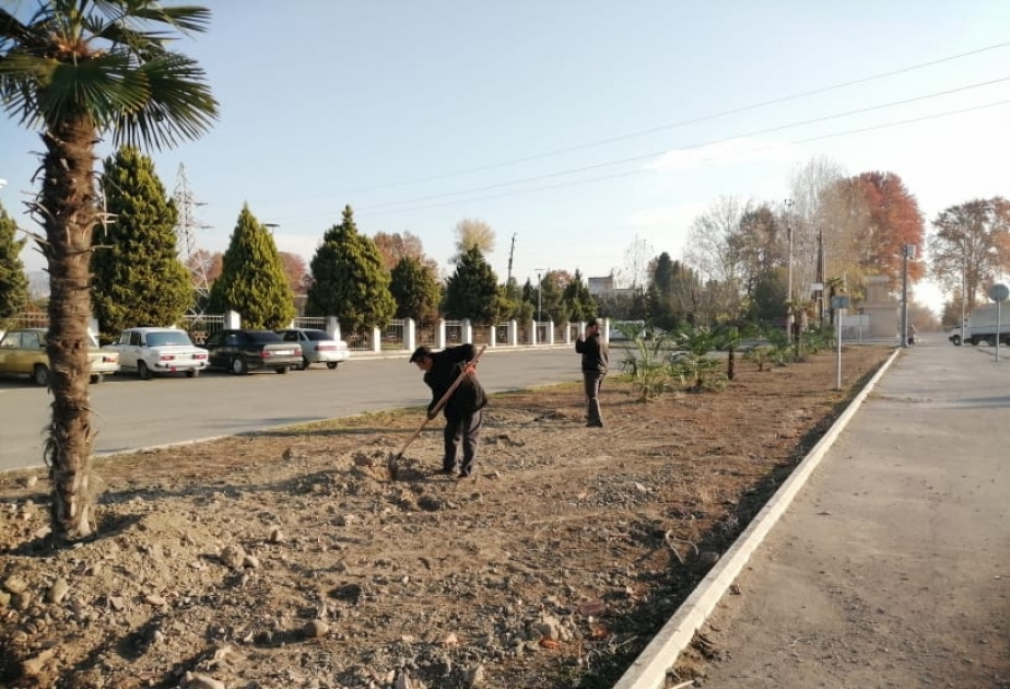 Göyçay rayonu ərazisində abadlıq və yaşıllaşdırma işləri davam etdirilir