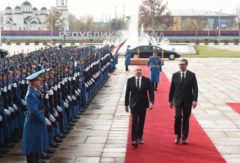 Official welcome ceremony was held for President Ilham Aliyev in Belgrade VIDEO