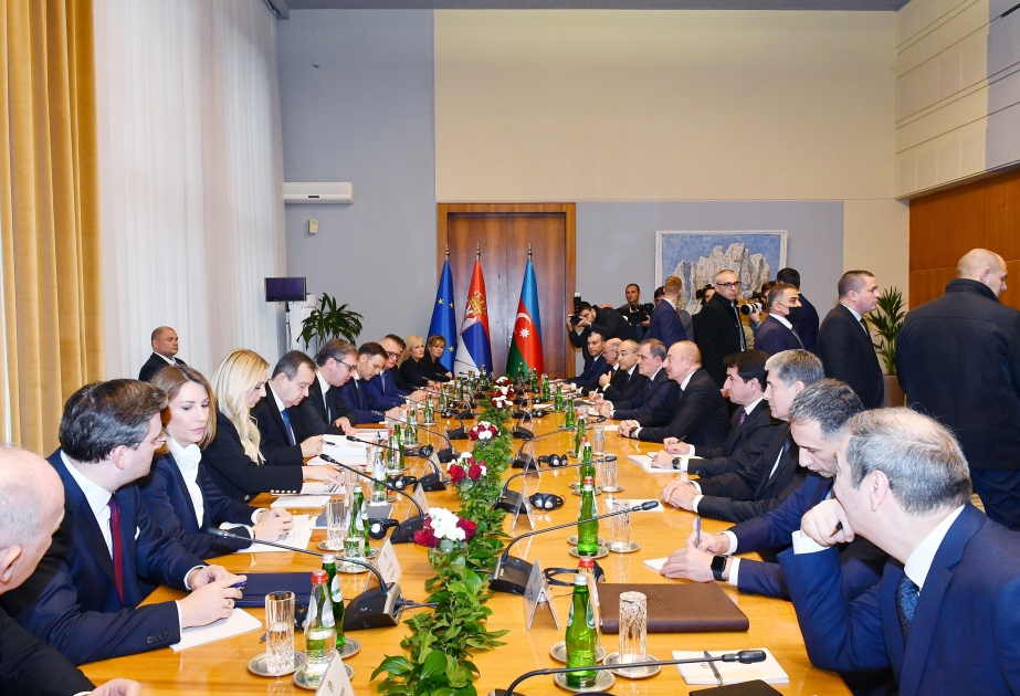 President Ilham Aliyev, President of Serbia Aleksandar Vucic held expanded meeting VIDEO
