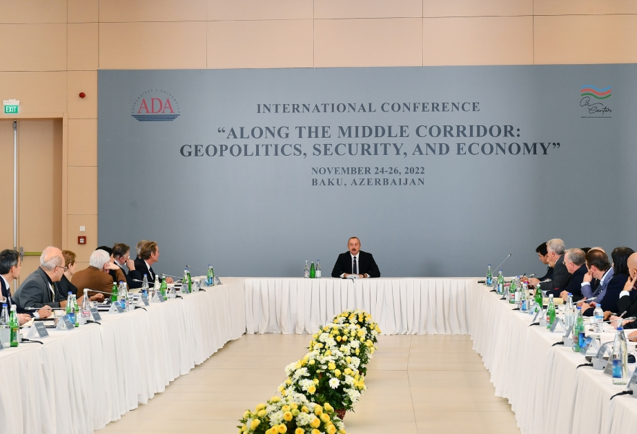 Baku hosted international conference under the motto “Along the Middle Corridor: Geopolitics, Security and Economy”  President Ilham Aliyev attended the conference VIDEO