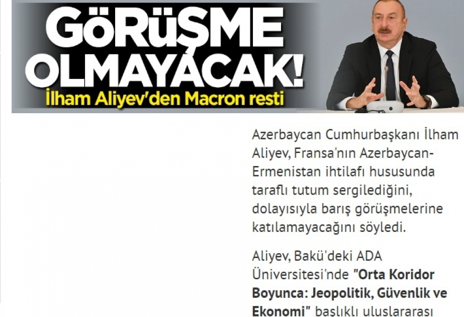 Azərbaycan Prezidentinin beynəlxalq konfransda səsləndirdiyi fikirlər Türkiyənin aparıcı mediası tərəfindən geniş işıqlandırılıb