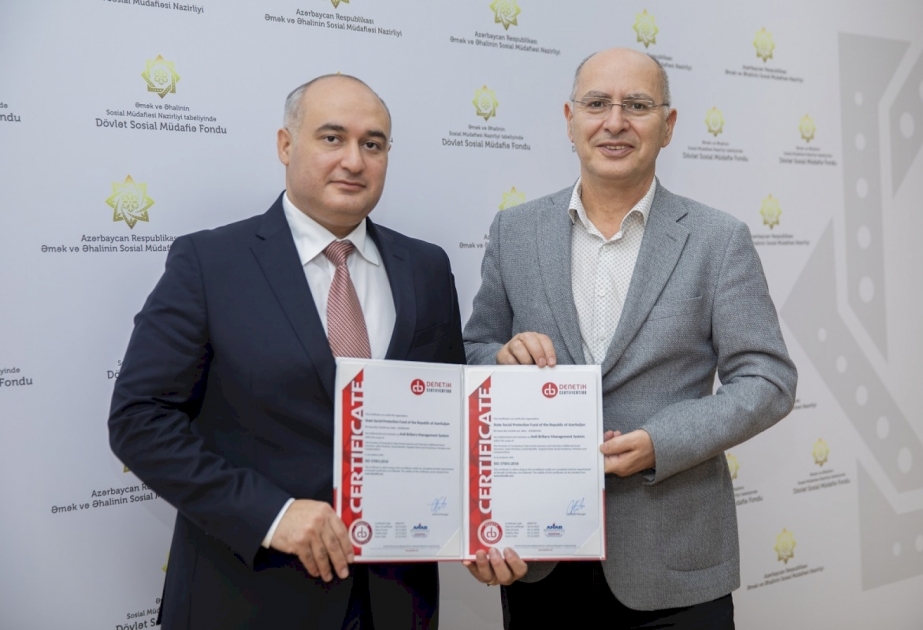 Dövlət Sosial Müdafiə Fondu növbəti dəfə uyğunluq sertifikatı ilə təltif olunub
