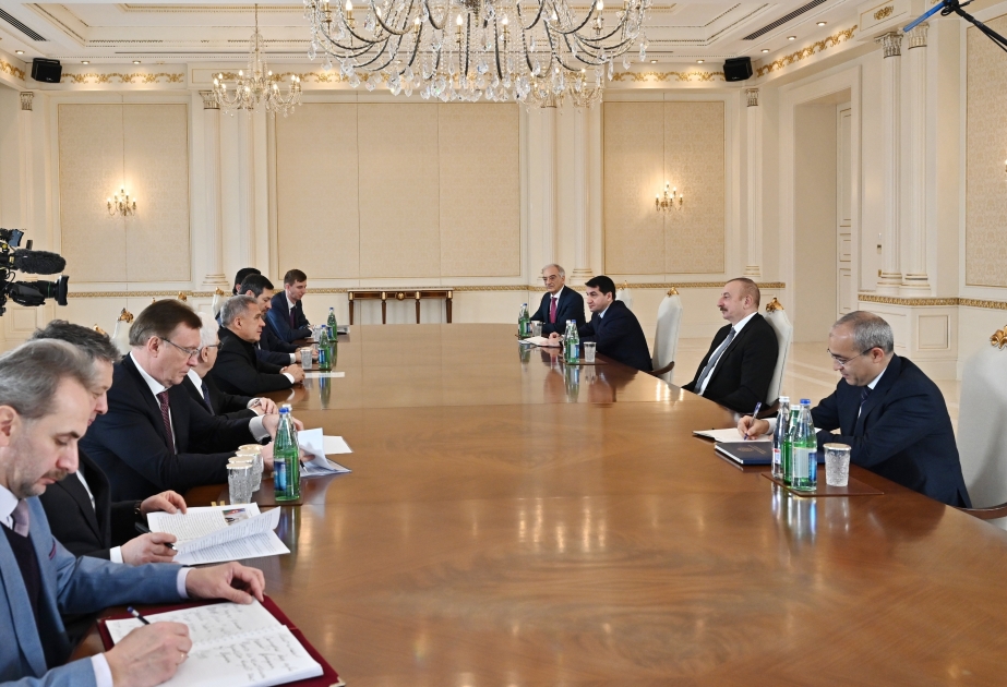 阿塞拜疆总统接见俄罗斯鞑靼斯坦共和国总统率领的代表团